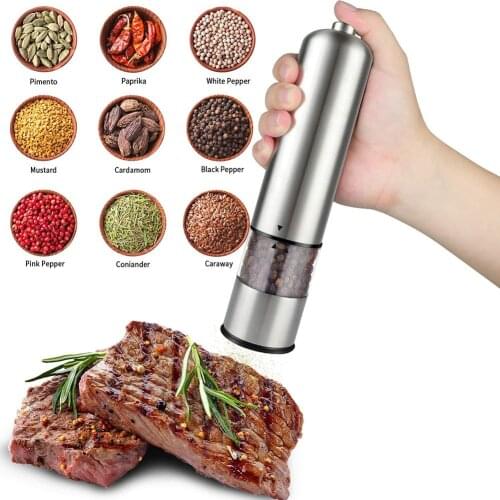 1Pc Household Stainless Steel Electric Salt Pepper Mill Spice Grinder Muller Kitchen Tool For Salt, Pepper, Mustard Seed, Corn