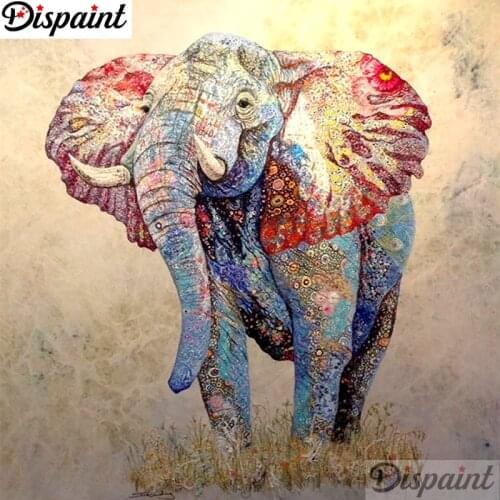 Dispaint Full Square/Round Drill 5D DIY Diamond Painting "Colorful elephant" 3D Embroidery Cross Stitch 5D Home Decor A17256