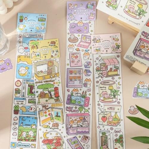 Mohamm 1Pcs My Small World Series DIY Cute Cartoon Stickers Creative Scrapbooking Stationary School Supplies