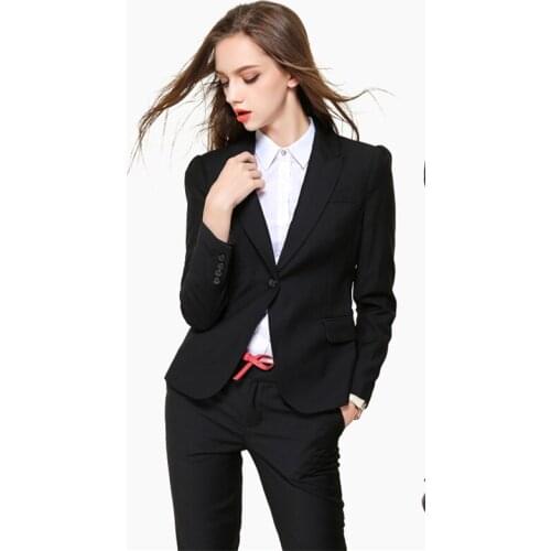 New Arival 2016 High Quality Sexy Womens Business Suits Custom made Black OL Formal Suits
