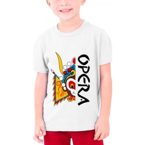 Beijing Opera Types of Facial Makeup In Operas Monkey King Flags Boy Girl Tops Youth T-shirt Casual Street Short Sleeve T Shirt