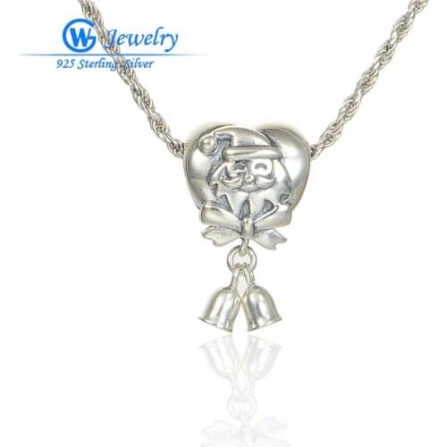 Christmas Jewelry 925 Sterling Silver Pendant Charms Diy Fits Original Leather Bracelet Christmas Day GW Fashion Jewelry S227H30