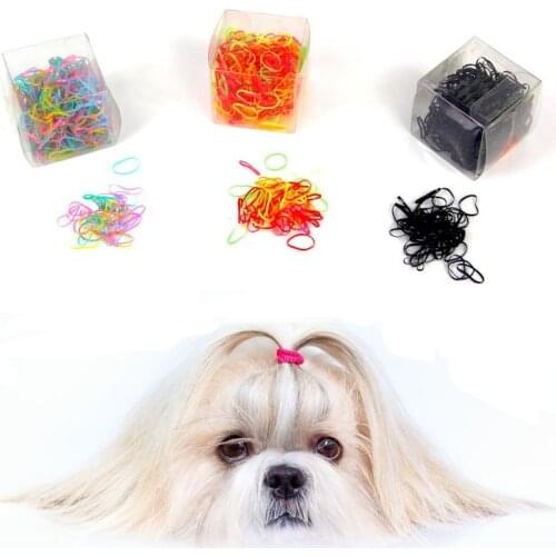 Pet Hair Tying Rubber Bands, About 500 Pieces Per Box, Color Mixed Color Dog Dressing Up and Grooming Rubber Band Aprons