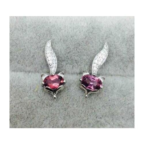 Natural Magnesium aluminum garnet stud earrings s925 silver natural gemstone earrings for women party fine fox Earrings jewelry