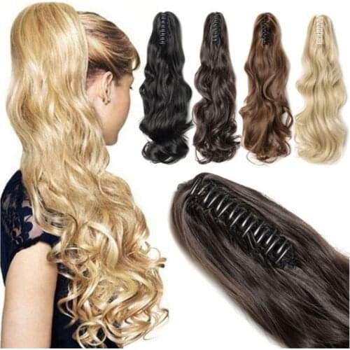 Gres Synthetic Women Hair Pieces Long Natural Wave Burgundy/Black/Blond/Brown Claw In Ponytails High Temperature Fiber Tails