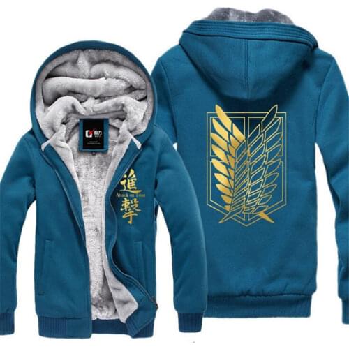 Anime Attack on Titan Winter Thick Hoodie Sweatshirt Men Warm Hoodies Zipper Winter Coat Jacket Warm Attack of The Titans Tops