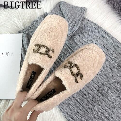 Fur Loafers Korean Shoes Black Flats Women Shoes Autumn Boat Shoes Women Fashion Zapatos De Mujer De Moda 2020 Buty Damskie