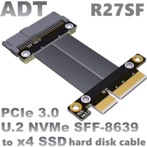 U2 U.2 SSD to PCI-E 3.0 x4 Extension Cable SFF-8639 for NVMe PCIe 4x Gen3 Riser Card Line High Speed Transmission 32G/bps R27SF