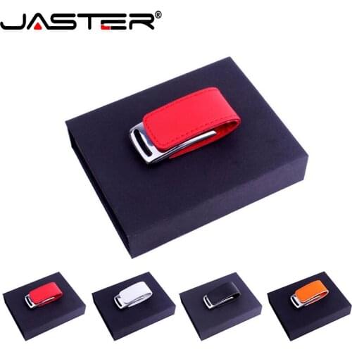 JASTER leather pendrive with packingbox usb flash drive 64GB 32GB 16GB 8GB 4GB USB 2.0 Memory Stick Pendrives USB Disk gift