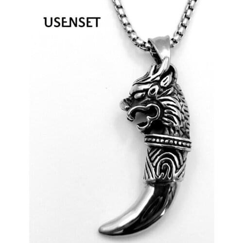 USENSET Charm High Quality Stainless Steel Spike Pendant and 2MM75CM Rope Chain Necklace Jewelry