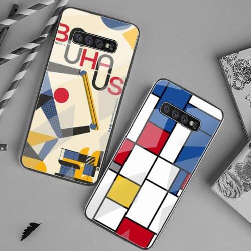 YJZFDYRM Bauhaus style poster Phone Case Cover Tempered Glass For Samsung S20 Plus S7 S8 S9 S10 Plus Note 8 9 10 Plus