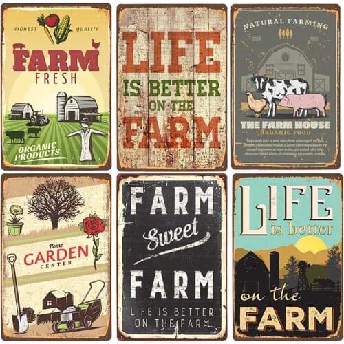Farm Sign Vintage Metal Plate Pictures Retro Plate Metal Wall Farmhouse Decor Art Painting Plaque Home Decor 20x30cm