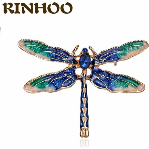 Vintage Crystal Dragonfly Brooches for Women High Grade Charm Insect Brooch Pins Coat Accessories Animal Jewelry Gifts
