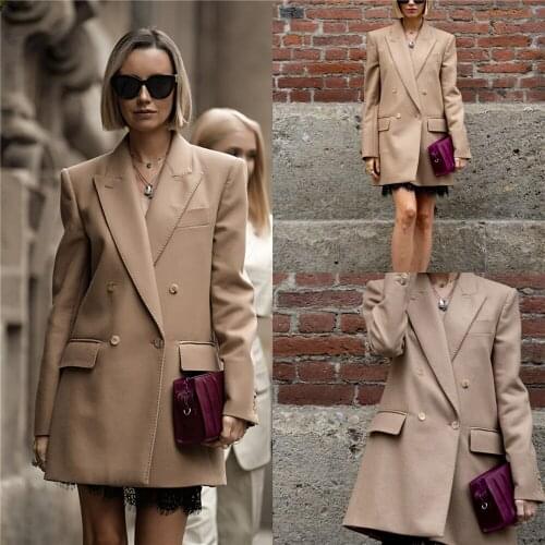Latest Chic Women Woolen Suits High Quality Blazer Peaked Lapel Pocket Fashion Party Causal Daily Jacket 2 Pieces Set