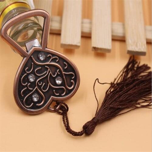 1 PC Bronze Crystal heart-shaped Metal Bottle Opener Wedding Supplies Beer Bottle Opener Home Accessories