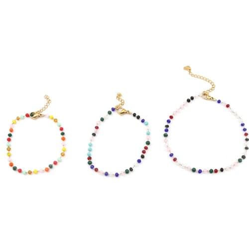 1PC Hot 304 Stainless Steel Bracelets For Women Jewelry Gold Plated Multicolor Flat Round Accessories Wholesale Supply