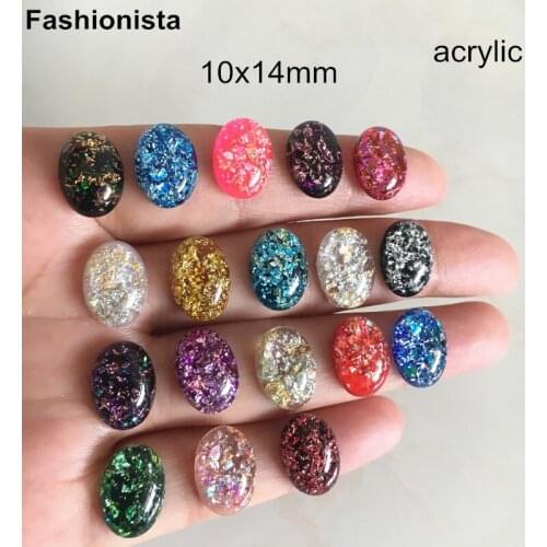 Flat Back Resin Cabochon For Rings & Earring 10x14mm Oval Domed Acrylic Beads,Smooth Resin Stone,DIY Jewelry Crafts Crystal Bead