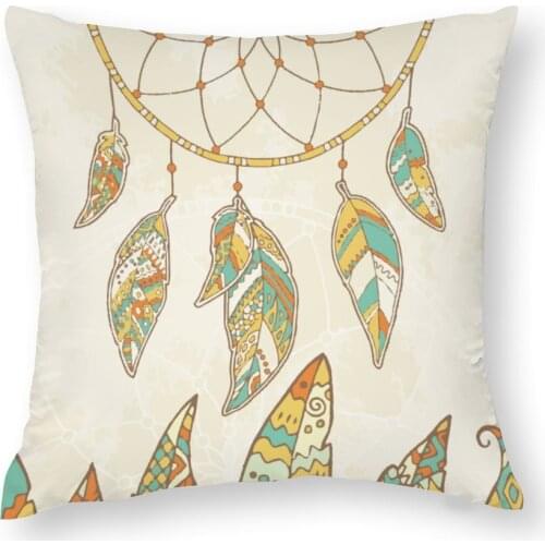 18 inch Feather Dream Catcher Pattern Polyester Throw Pillow Cushion Cover Car Home Decoration Sofa Bed Decorative Pillowcase