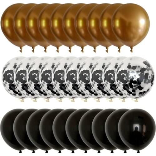 30Pcs/lot Gold Black Confetti Latex Balloons Birthday Party Adult Decorations Ballons Wedding Baby Shower Anniversary Balloons