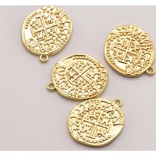 5 Pcs/Lot 21Mm*17Mm 18K Brass Gold Plated Pattern Tag For Making Bracelet Necklace Diy Jewelry Bulk Items Wholesale JA0208