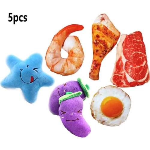 5pcs Dog Bite Resistant Cotton Chewing Toy Puppy Interactive Tiny Vegetable Drumstick For Dogs Cats Pets Products Supplies