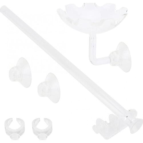 Aquarium Shrimp Feeding Tube Acrylic Fish Tank Shrimp Feeder Tube with Holder Clip Feeding Bowl Set Aquarium Accessory