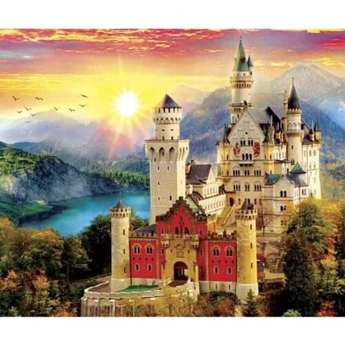 Diamond Painting Scenery Diamond Embroidery Castle Full Square Drill Diamond Mosaic Pictures Of Rhinestone Wall Decor