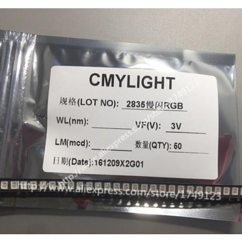 Free shipping 500PCS 2835 Colorful slow flash RGB SMD led