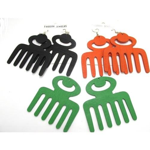 Free shipping!! 8cm Afro Pick Comb wooden earrings