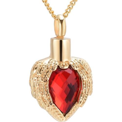 Birthstone Heart Cremation Jewelry Memorial Urn Necklace Stainless Steel Ashes Holder Keepsake for Love Gift