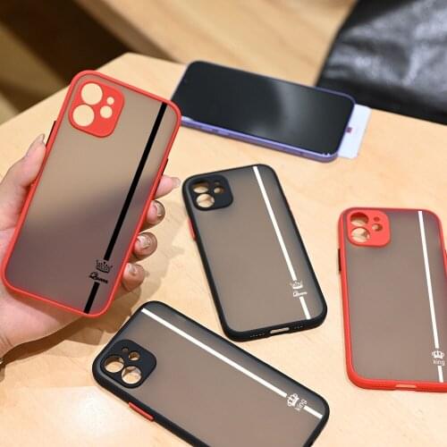 King & Queen Pattern Lovers Pairs Couples Matte Shockproof Phone Case for iPhone 11 12 Pro Max X XS XR 6 6s 7 8 Plus SE2 Mini