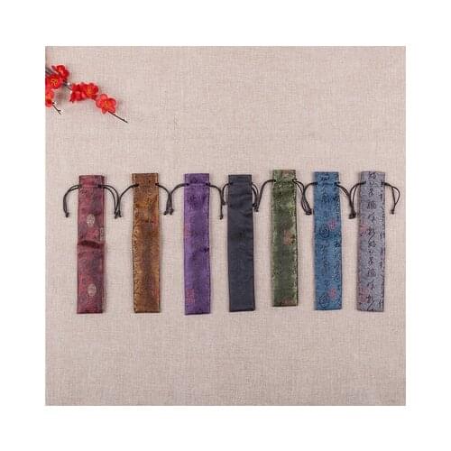 Chinese Calligraphy Style Decorative Folding Hand Fan Brocade Bag Dustproof Holder Protector Pouch Case Cover Gifts Wholesales