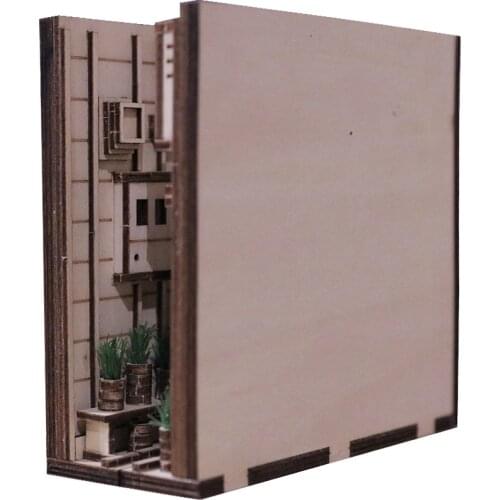 Wooden Book Nook Inserts Art Bookends DIY Bookshelf Decor Stand Decoration Japanese Style Home Decoration Model Building Kit