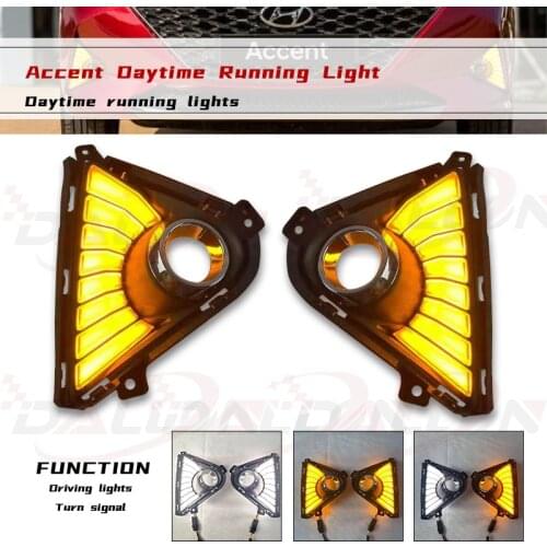 2 pcs For Hyundai Accent Solaris 2021 2022 lamp cover daylight LED Daytime Running Light Fog Light DRL signal Lamp Accessories