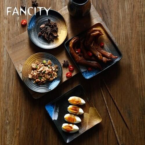 FANCITY Bone dish household 5-inch plate creative pastry dessert flat dish retro Japanese side dish dish restaurant sushi dish