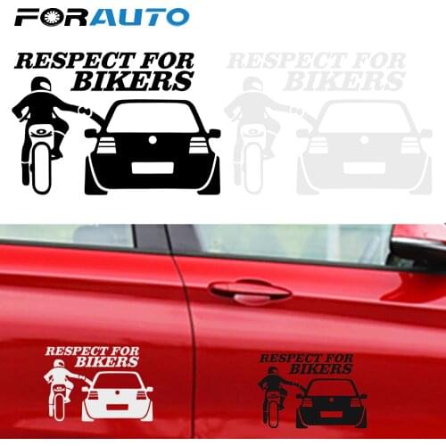 FORAUTO respect for bikers Funny Auto Stickers and Decals Car Sticker Car Styling Auto Decoration 9.5*15.5CM