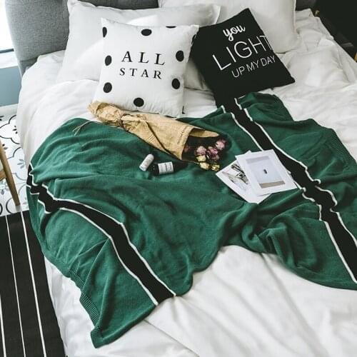 Cotton Nitrile Blend Blanket Stripe Knit Napping Sofa Blanket Furniture Soft Assembly Decoration B&B Bed Flag Bed Tail