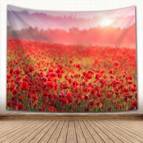 Beautiful Poppy Flower Tapestry Wall Hanging Wall Fabric Tapestry Art Home Decoration Sleeping Pad Wall Carpets Dorm Decor