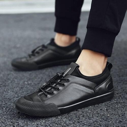 Men Leather Shoes Casual Fashion Soft Business Sports Shoes White Designer Sneakers New Laces Comfort Shoes Man Black Flat Shoes