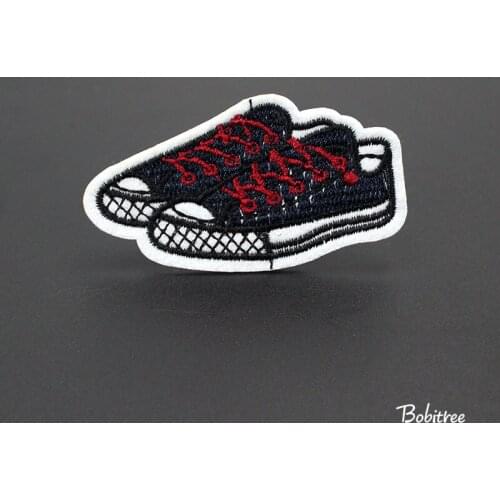 Cartoon Black Shoes Size 7.1*4.0cm Clothes Patch badges iron on for Clothes DIY Embroidery Stickers
