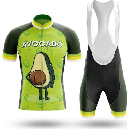 2021 Avocado Mens Cycling Jersey Set Summer Clothing Road Bike Shirts Suit Bicycle Bib Shorts MTB Wear Maillot Ropa