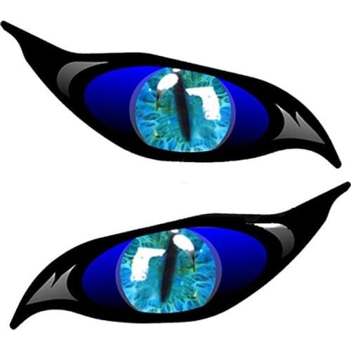 2 X Personality Car Sticker Yellow Red Blue Evil Eye Zombie Sunscreen Waterproof Decal for Rear View Mirror,13cm*5cm