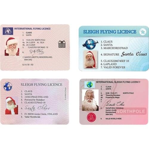 NEW Creative Santa Claus Flight License Card Christmas Eve Driving Licence Christmas Gift For Children Kids Christmas Tree Decor