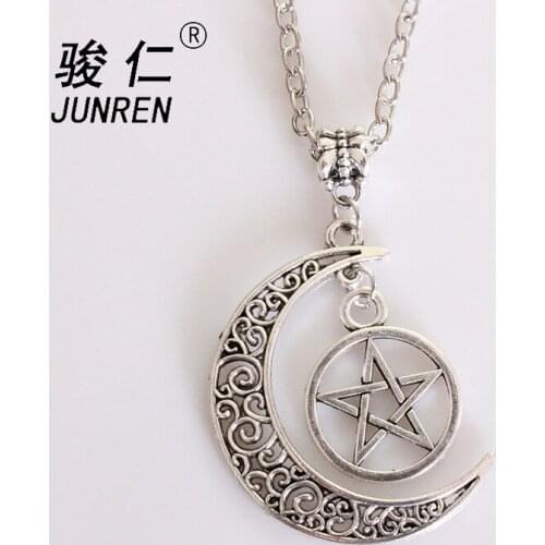 New Fashion Jewelry Triple Moon Goddess Necklaces & Pendants Pentagram Choker Necklaces