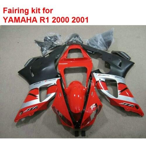 Full fairing kit ABS plastic fairing kit for YAMAHA R1 2000 2001 red black fairings set YZF R1 00 01 MM113
