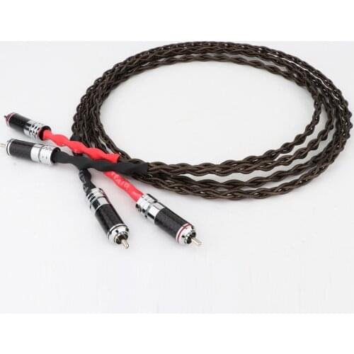 Preffair Silver Plated Signal Line Interconnect Cable With Carbon Fiber RCA to RCA Plug