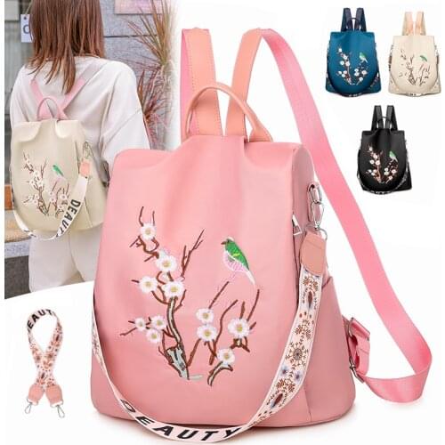 New Oxford Cloth Women Backpack Fashion Hand Embroidery Shoulder Bags for Women 2021 Large Capacity Casual School Backpack