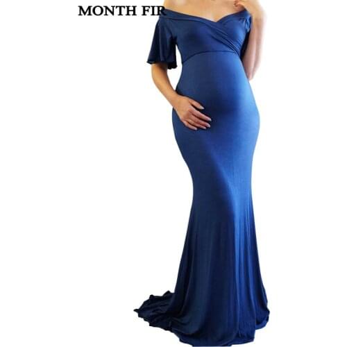 Blue Maternity Dresses Pregnant Phoho Dress Maxi Maternity Dresses For Photo Shoot Long Dress vestidos premama