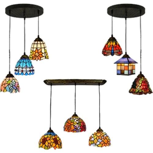 Glass Dining Room Colored Lamp Antique Chandeliers Farmhouse Pendant Lighting Ceiling Small Tiffany Chandelier For Stairs