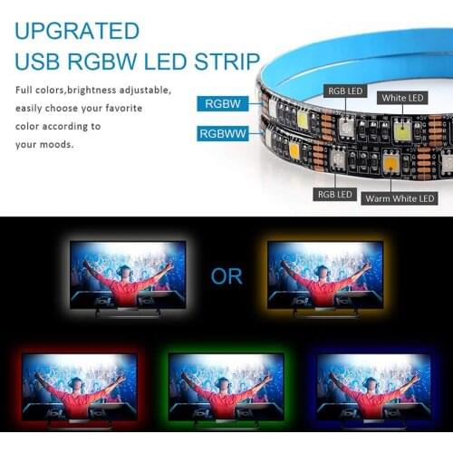 USB LED Strip 5050 IP20 RGB Light With RF Remote Controller Flexible Lamp Tape Ribbon Desk Screen TV Background Lighting